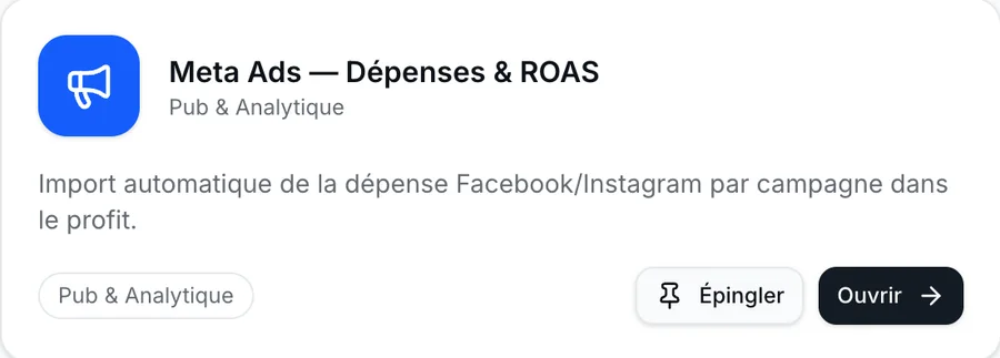 Meta Ads app, spend and ROAS